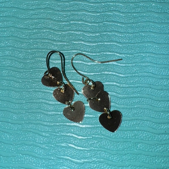 Gold Plated Heart Earrings - Picture 2 of 2